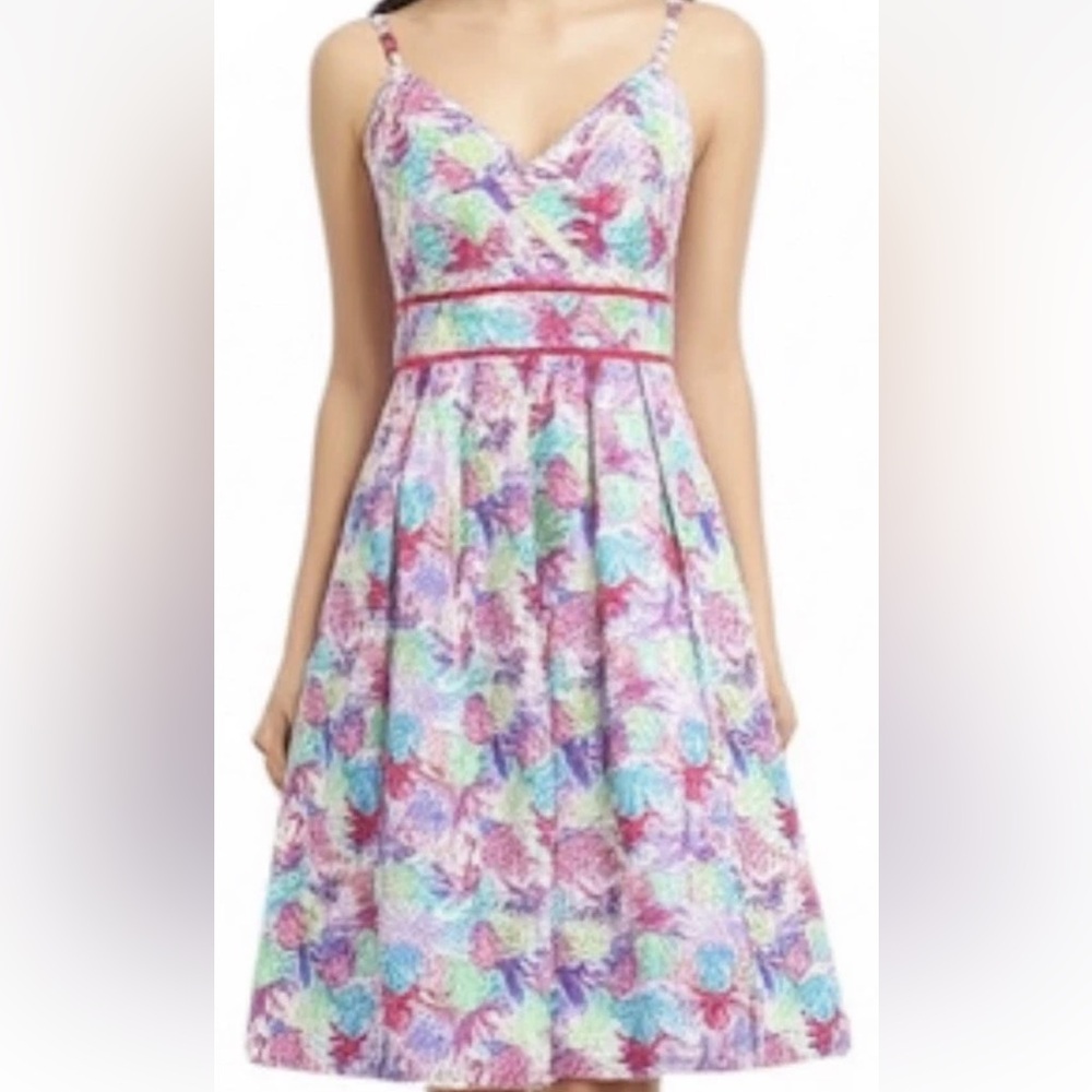 Lilly Pulitzer Fit & Flare Dress Floral Size Small Tea Party Sun Dress